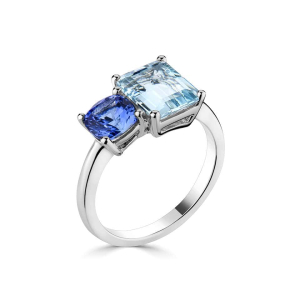 Kyra Aquamarine Yellow Gold Prong Statement Diamond Ring