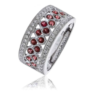 1.20 Carat Natural Round cut Diamond, Ruby and Sapphire Stone Half Eternity Ring 18k Gold 