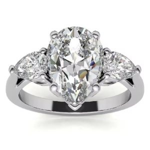 1.50-1.95 Carat Natural and Lab-grown Pear Cut Diamond 3 Stone Ring
