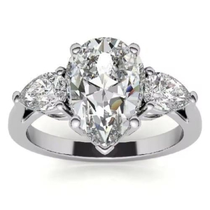 1.50-1.95 Carat Natural and Lab-grown Pear Cut Diamond 3 Stone Ring