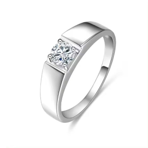 Eva Lab-Created Round cut 4 Prong  Mens Diamond Ring