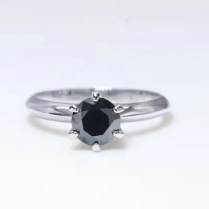 0.50-2.00 Carat Natural Round Cut Black Diamond Centre stone Plain Engagement Ring