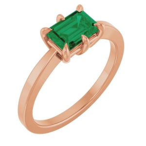  Creda Emerald Rose Gold 6 Prong Gemstone Engagement Ring