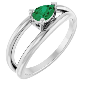 0.45 Carat Natural Emerald May Birthstone Pear Cut Women's Engagement Ring