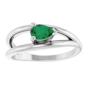 0.45 Carat Natural Emerald May Birthstone Pear Cut Women's Engagement Ring