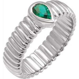 0.45 Carat Natural Emerald May Birthstone Pear Brilliant Cut Women's Ring