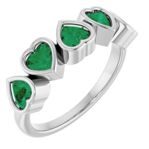 1.25 Carat Natural Emerald May Birthstone Heart Brilliant Cut Women's Ring