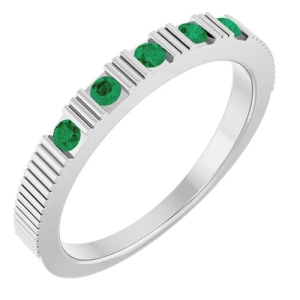 0.20 Carat Natural Emerald May Birthstone Round Brilliant Cut Women's Ring