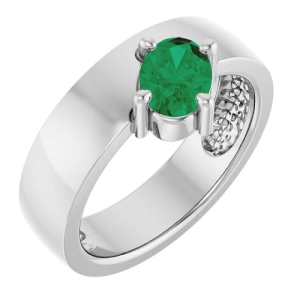 0.85 Carat Natural Emerald May Birthstone Oval Cut Solitaire Women's Ring