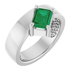 0.90 Carat Natural Emerald May Birthstone Emerald Cut Solitaire Women's Ring