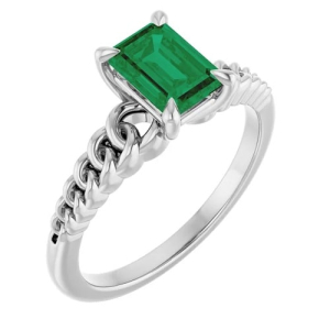 0.90 Carat Natural Emerald May Birthstone Emerald Cut Claw-set Solitaire Women's Ring