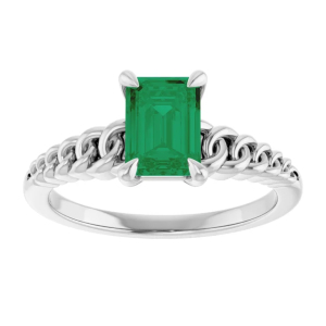 0.90 Carat Natural Emerald May Birthstone Emerald Cut Claw-set Solitaire Women's Ring