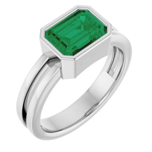 1.80 Carat Natural Emerald May Birthstone Emerald Cut Solitaire Women's Ring