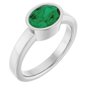 1.50 Carat Natural Emerald May Birthstone Oval Cut Solitaire Women's Ring