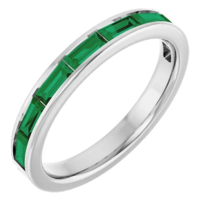 1.20 Carat Natural Emerald May Birthstone Straight Baguette Brilliant Cut Women's Ring