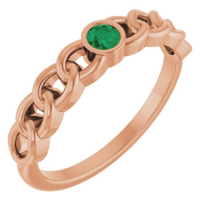 Brea Emerald Rose Gold  Diamond Ring