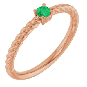 Bethel Emerald Rose Gold 4 Prong  Diamond Ring