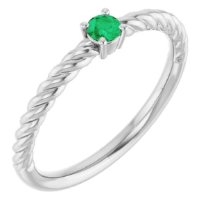 0.15-0.30 Carat Natural Emerald May Birthstone Round Brilliant Cut Women's Ring