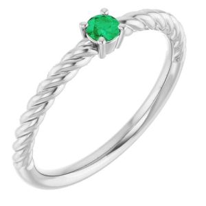 Bethel Emerald Round cut 4 Prong  Diamond Ring