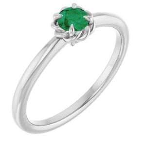 0.30 Carat Natural Emerald May Birthstone Round Cut Women's Solitaire Ring