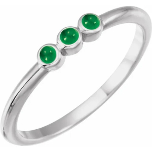 0.15 Carat Natural Emerald May Birthstone Round Cut Women's Stackable Ring