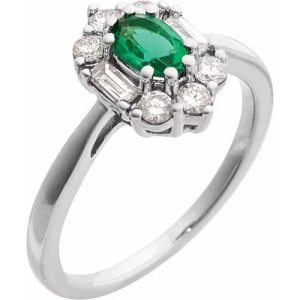 1.15 Carat Round Cut Natural Diamond, Oval Brilliant Cut Emerald and Sapphire Stone Rings