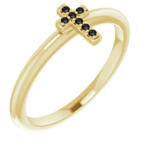 Zada Yellow Gold Black Diamond Ring