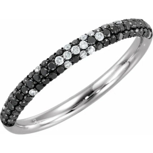 0.80 Carat Round Brilliant Cut Natural White & Black Diamond Micro Pave-set Ring