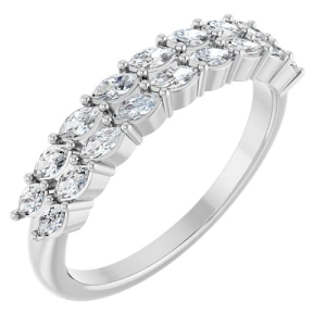 0.54 Carat Natural Marquise Cut Diamond Claw-set Wedding Band Ring 