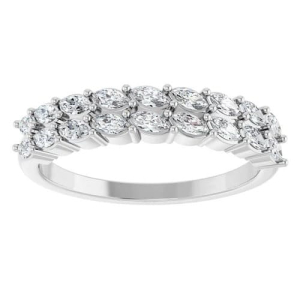 0.54 Carat Natural Marquise Cut Diamond Claw-set Wedding Band Ring 