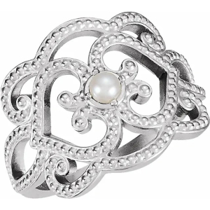 Oliver Pearl Round cut Gemstone Diamond Ring