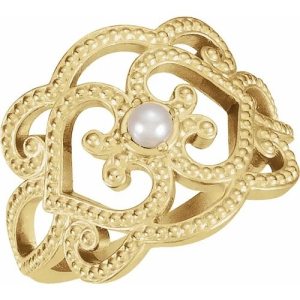 Oliver Pearl Yellow Gold Gemstone Diamond Ring