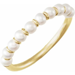 Yari Pearl Yellow Gold Gemstone Diamond Ring
