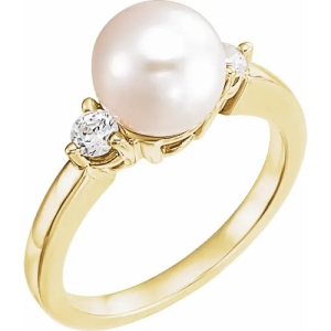 Yasna Pearl Round cut Gemstone Diamond Ring