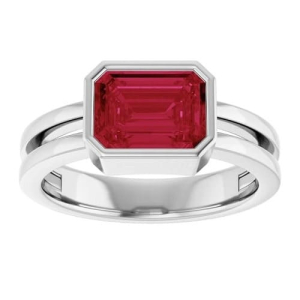 Denine Natural Ruby Bezel  Diamond Ring