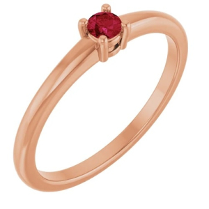 Dona Natural Ruby Rose Gold 4 Prong  Diamond Ring