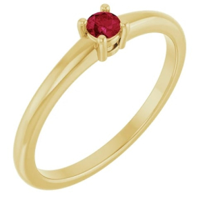 Dona Natural Ruby Yellow Gold 4 Prong  Diamond Ring