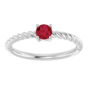 Daralyn Natural Ruby Silver 4 Prong  Diamond Ring