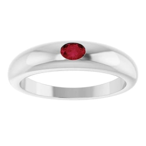 Deeandra Natural Ruby Silver Bezel  Diamond Ring