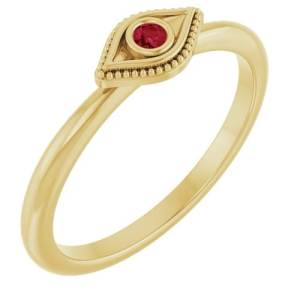 Delma Natural Ruby Yellow Gold Bezel  Diamond Ring