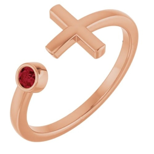 Dory Natural Ruby Rose Gold Bezel  Diamond Ring