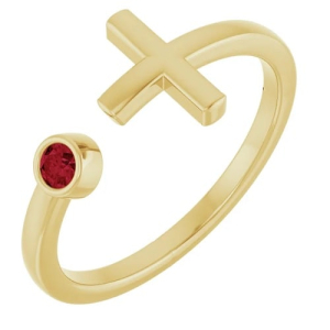 Dory Natural Ruby Yellow Gold Bezel  Diamond Ring