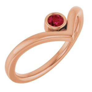 Delphia Natural Ruby Rose Gold Bezel  Diamond Ring