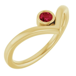 Delphia Natural Ruby Yellow Gold Bezel  Diamond Ring