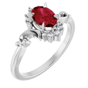 Zuriel 1.12 Carat Natural Ruby Oval cut  Diamond Ring