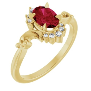 Zuriel Natural Ruby Yellow Gold  Diamond Ring