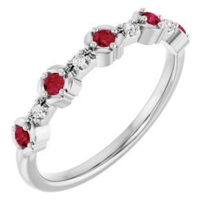 Luna Natural Ruby Silver  Diamond Ring