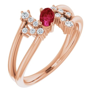Lily Natural Ruby Rose Gold  Diamond Ring