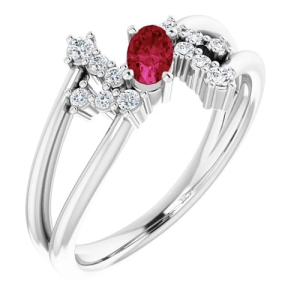 Lily 0.51 Carat Natural Ruby Oval cut  Diamond Ring