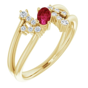 Lily Natural Ruby Yellow Gold  Diamond Ring